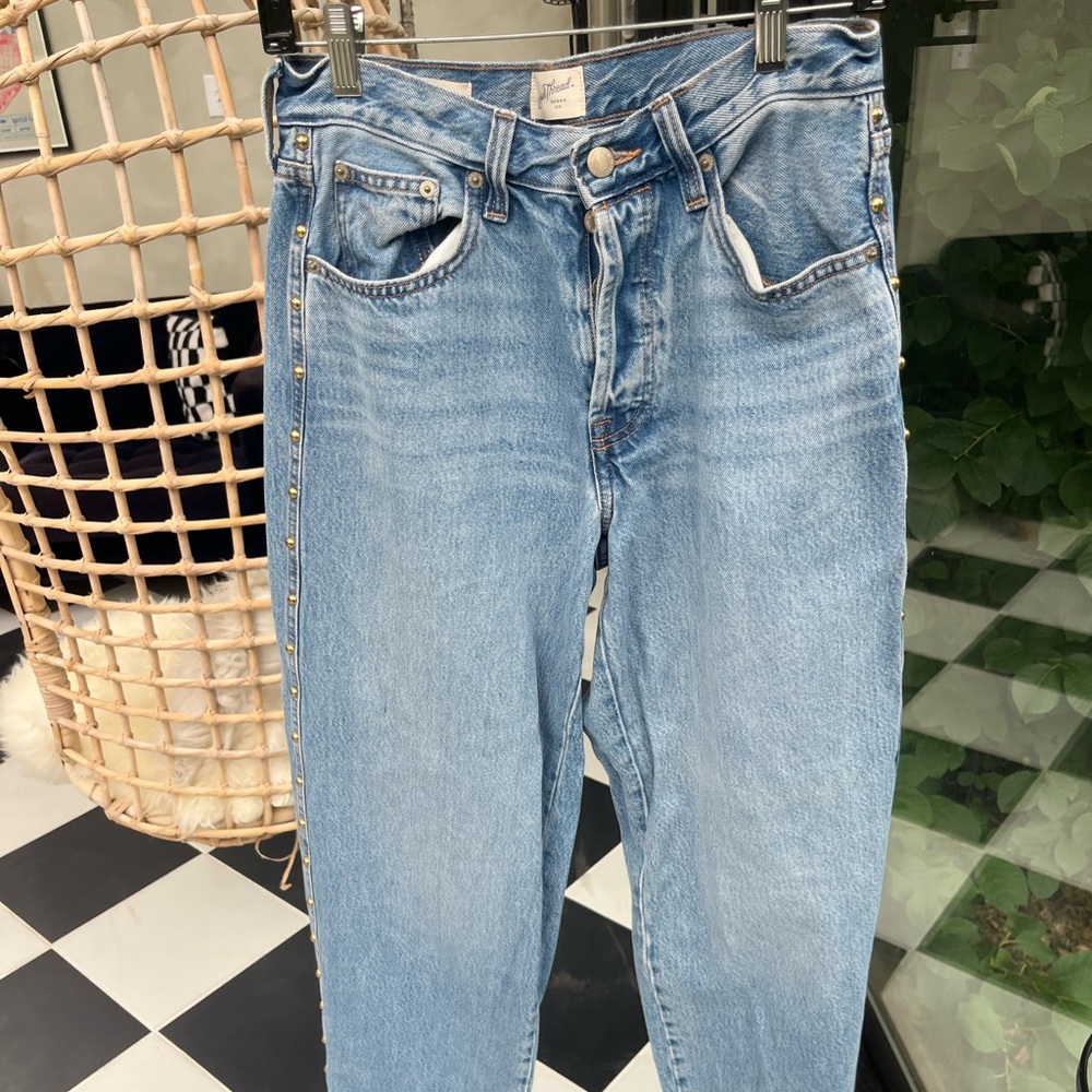 Midrise Baggy Studded Jeans